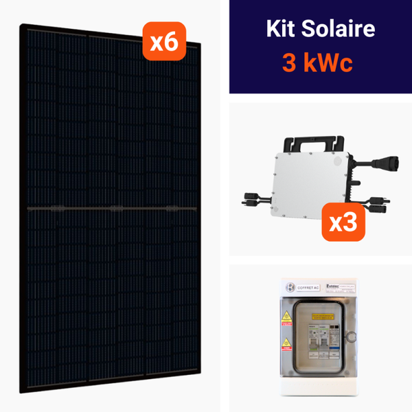 Kit 3kWc • 6x JA SOLAR N-Type Topcon 500 • HMS-1000 • Monophasé