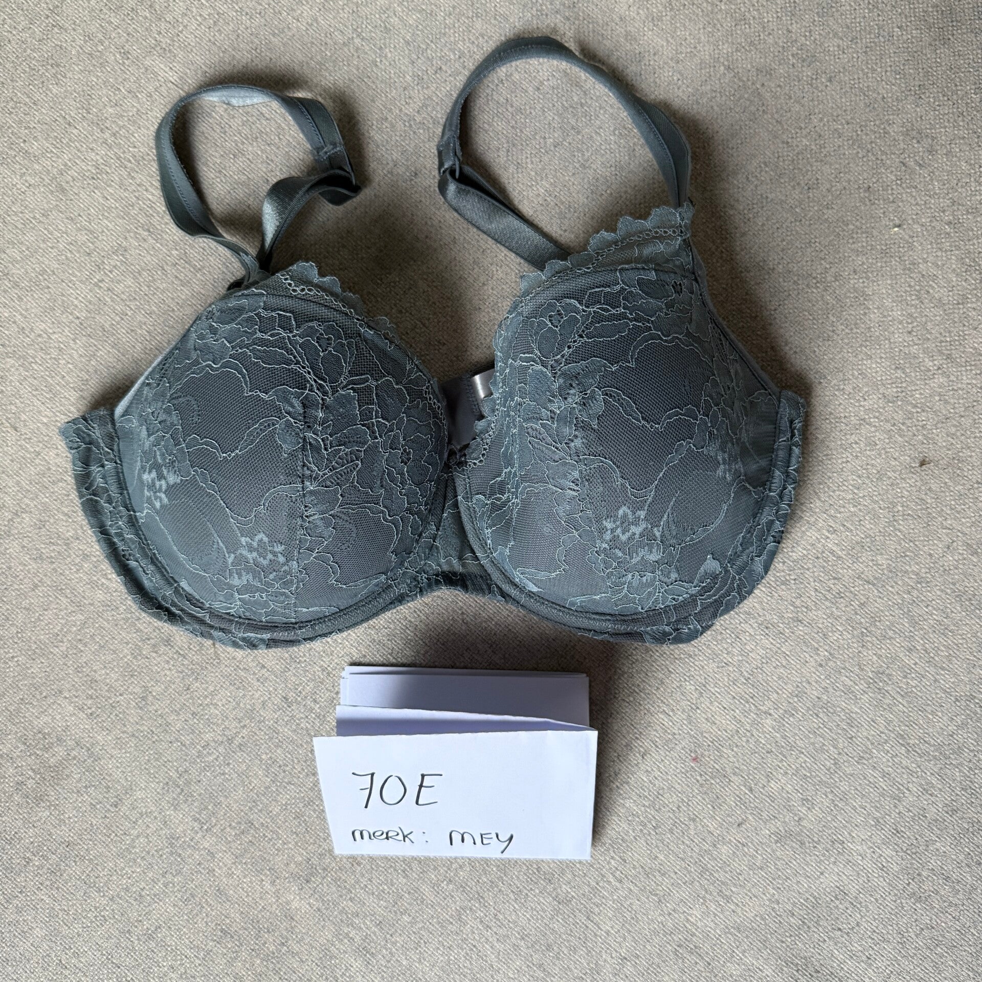 Mey Beugel BH – Maat 70E – Donkergrijs Kant