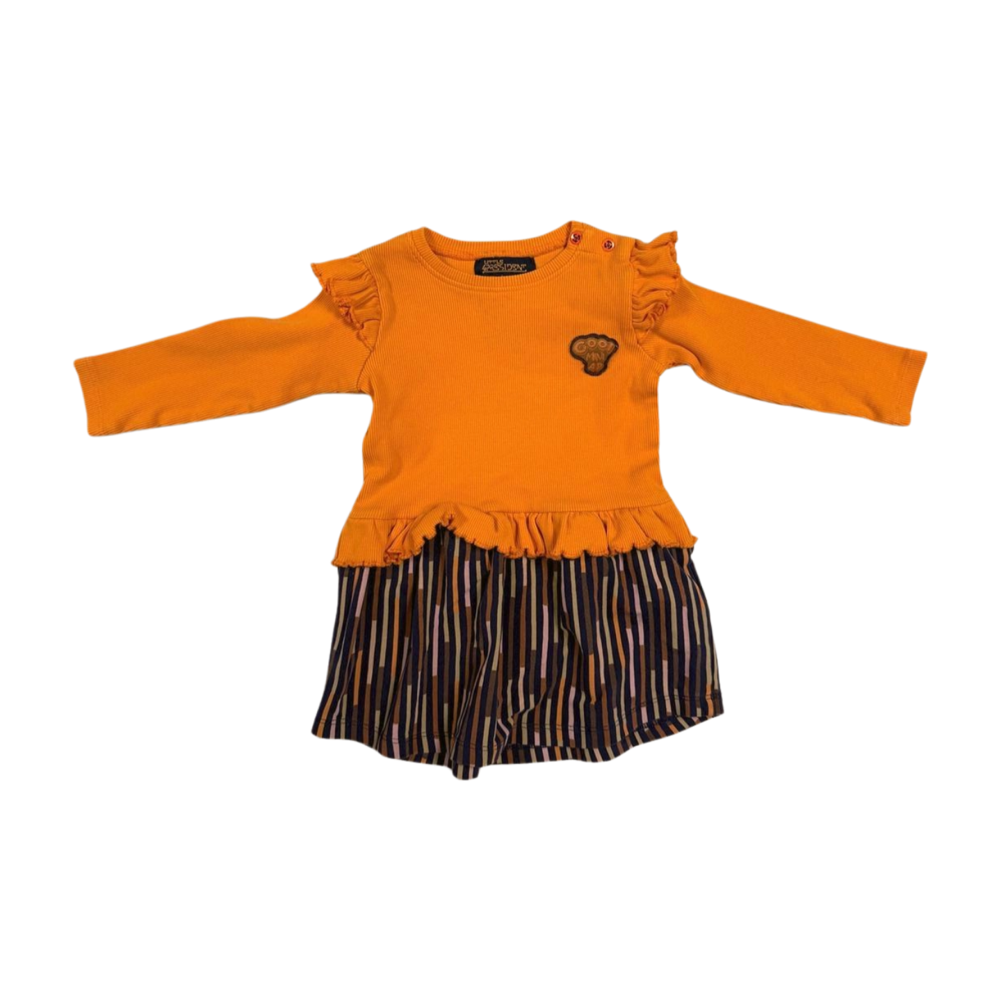 Kinderjurkje (Oranje met print, maat 86/92)
