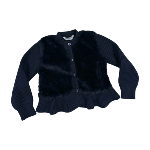 Mayoral meisjes vest – maat 98 – donkerblauw – faux fur & knit