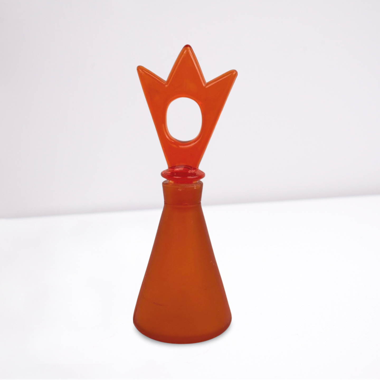 Vintage glazen vaas / decoratief object oranje (jaren 60/70)