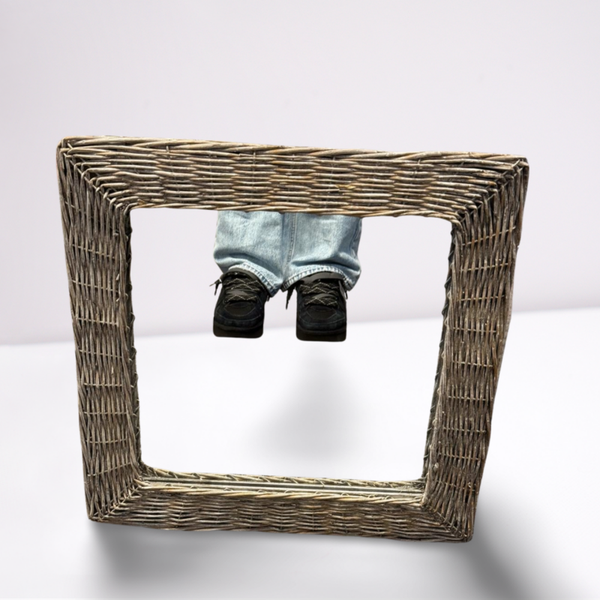 Grote rieten spiegel / spiegelrand (landelijk & boho stijl)