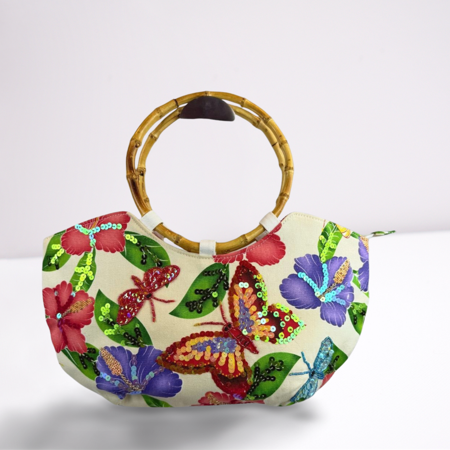 Vintage handtas met een opvallende bloemen