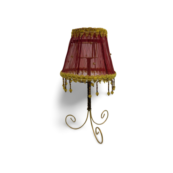 Vintage waxinelichthouder met kralen – bordeaux & goud