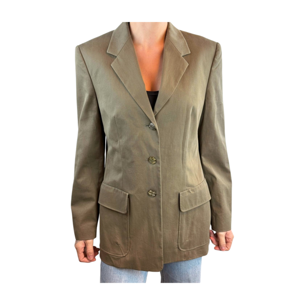 Vintage Laurel blazer dames – taupe katoen – valt als M