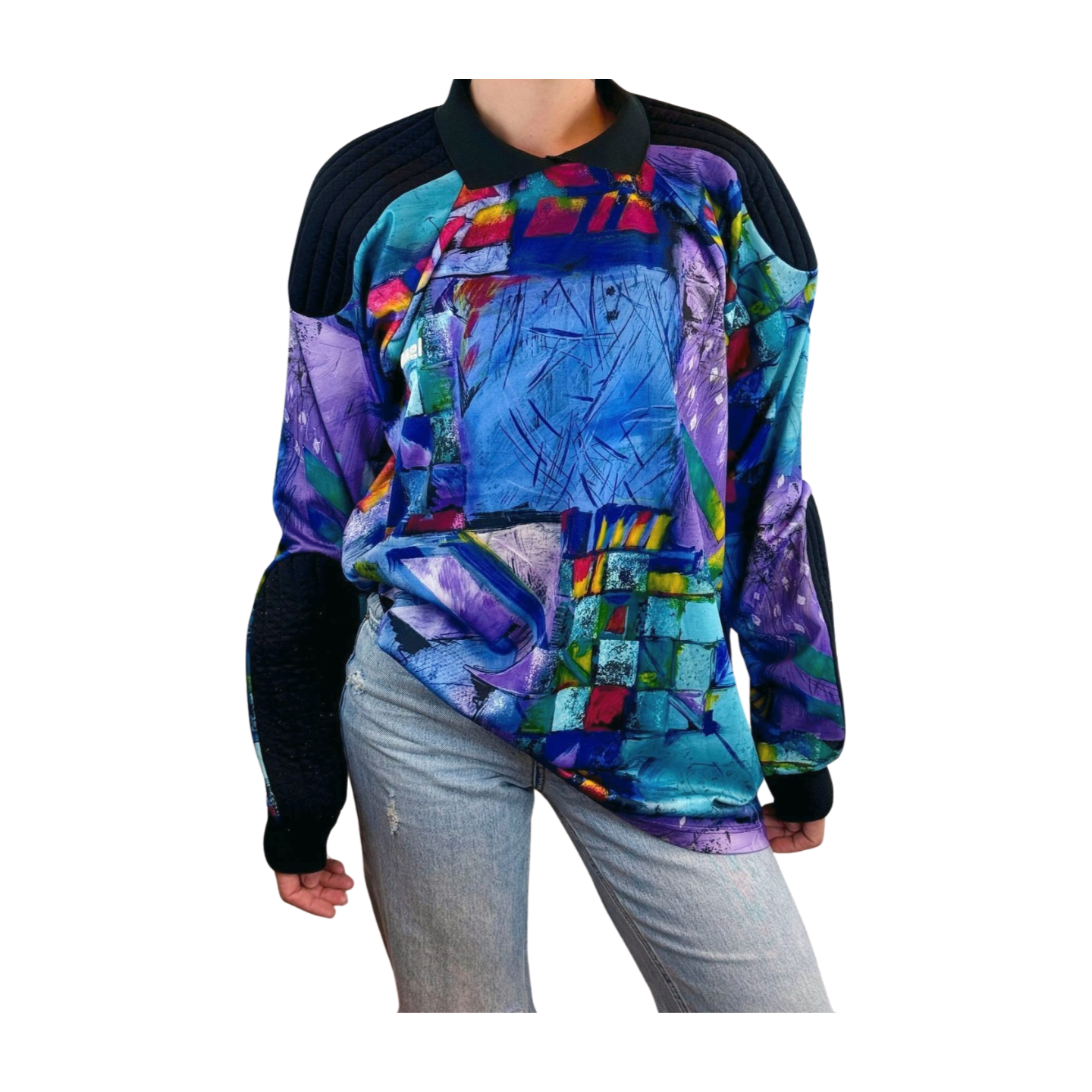 Vintage keeper shirt – kleurrijk design – XXL (valt oversized)