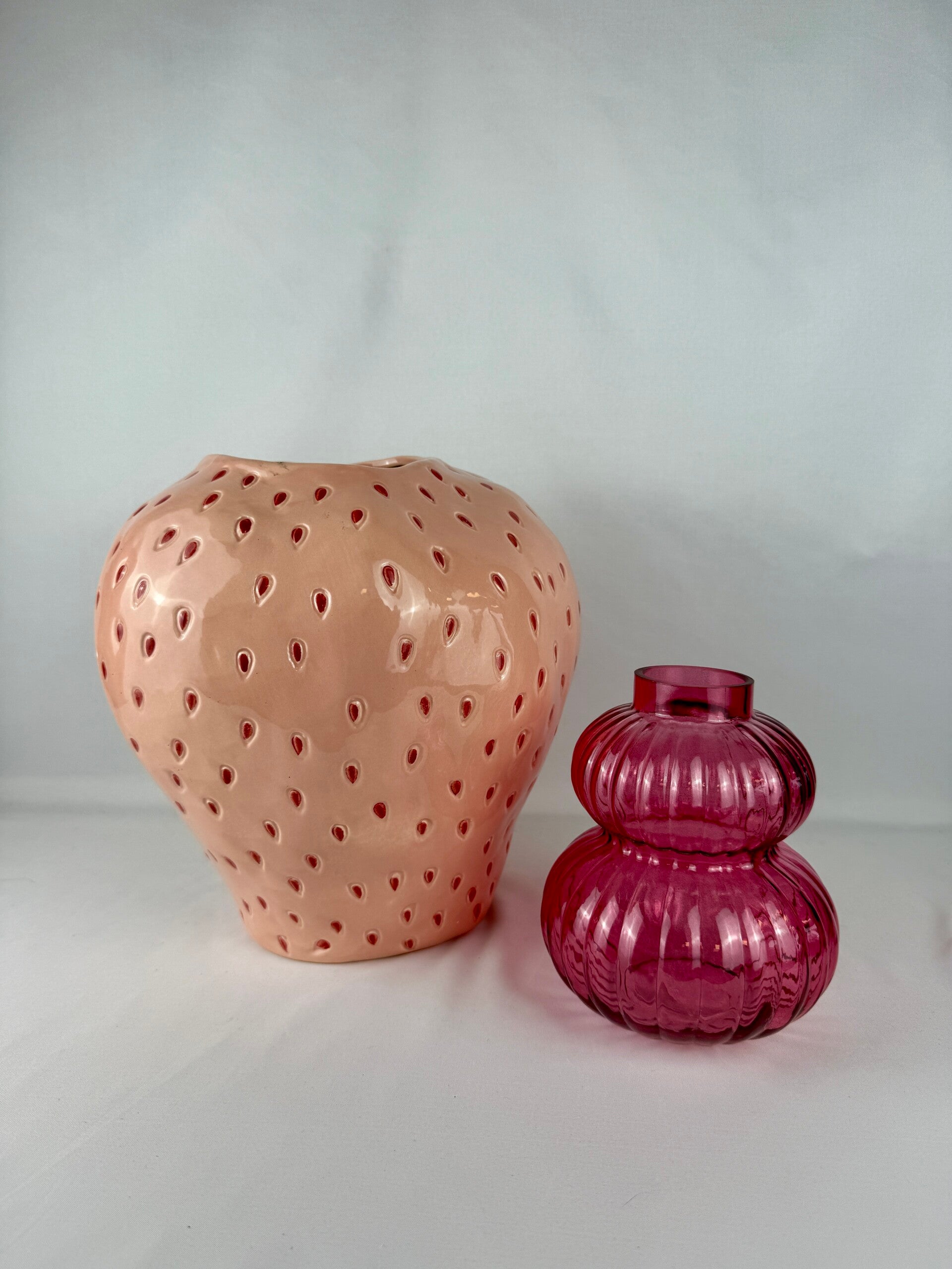 Aardbei vaas set – vintage retro Y2K stijl | roze