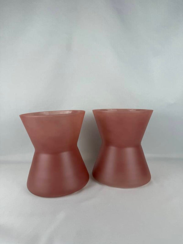 Set van 2 oudroze glazen vazen – mat glas | terracotta tint