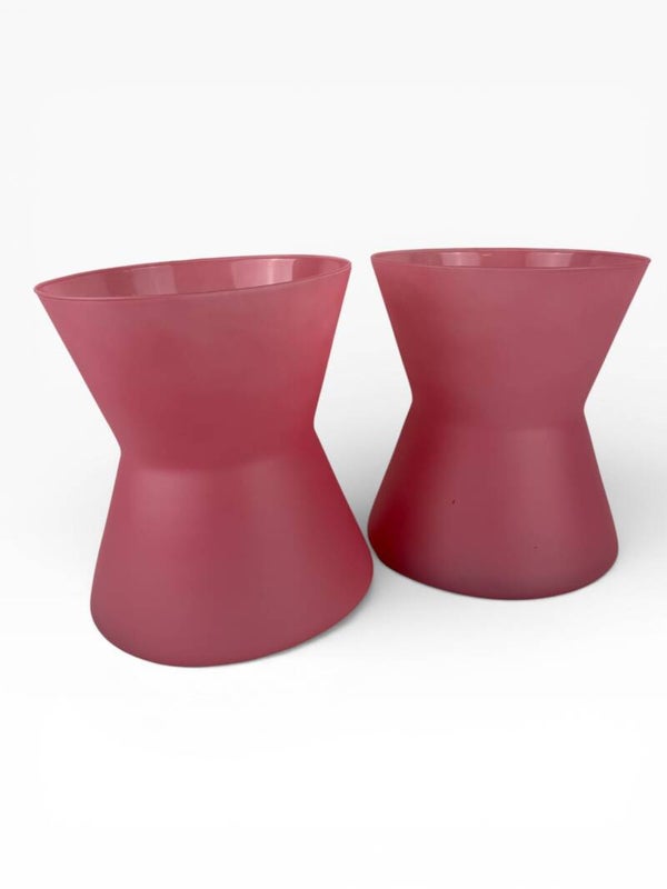 Set van 2 roze glazen vazen – mat glas | vintage look