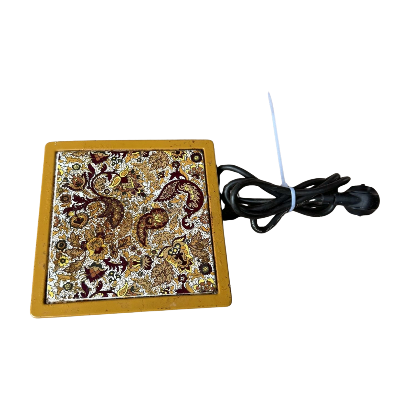 Retro Warmhoudplaat – Gele Vintage Print