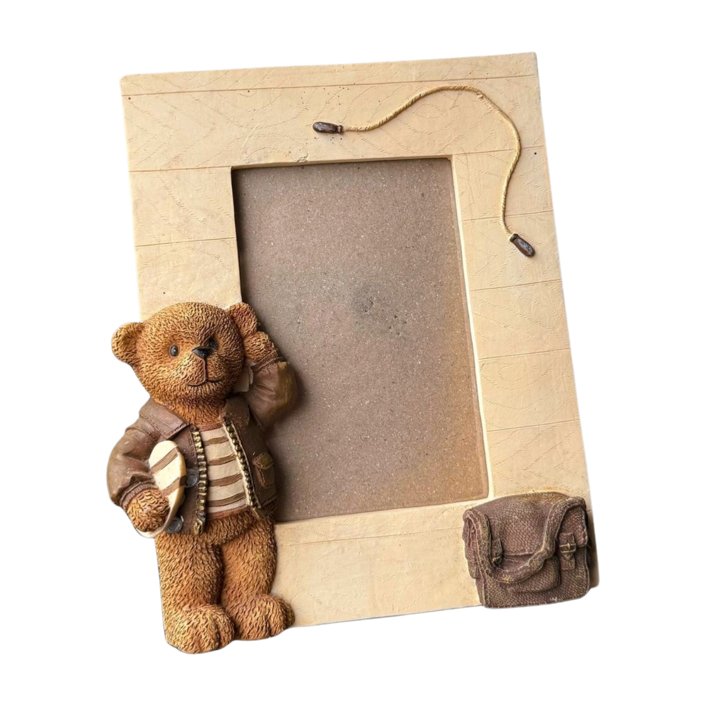 Vintage Fotolijst – Beer in Rugzakstijl (21 x 15 cm)