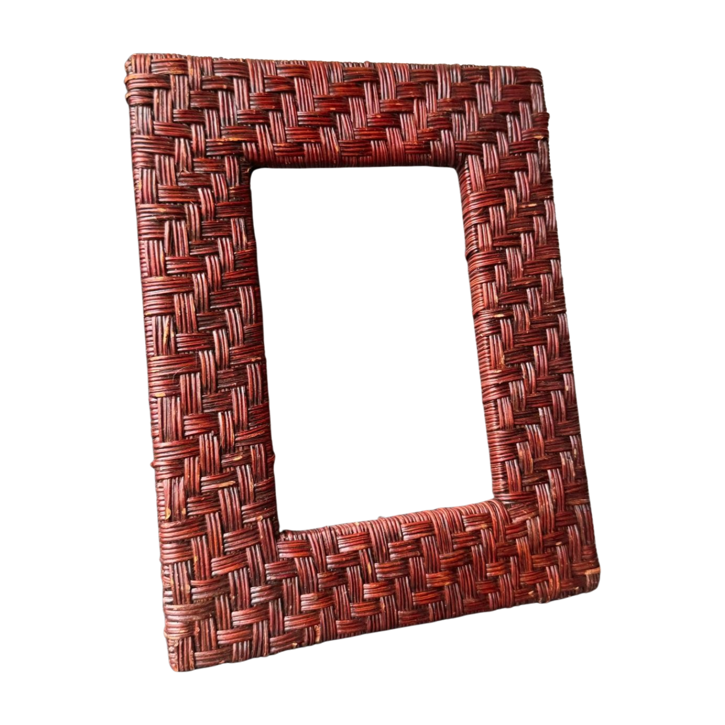 Vintage Rotan Fotolijst – 10x15 cm – Handgevlochten – Boho / Naturel Decor