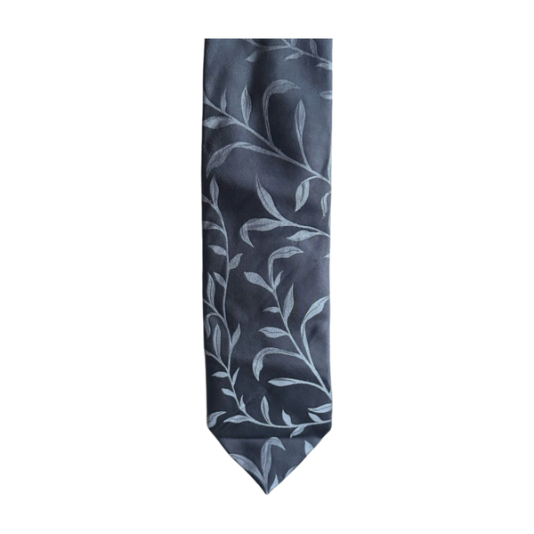 Vintage Stropdas Profuomo – Grijs met Bladmotief