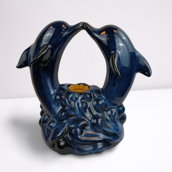 Vintage dolfijnen kaarshouder – keramiek decoratie