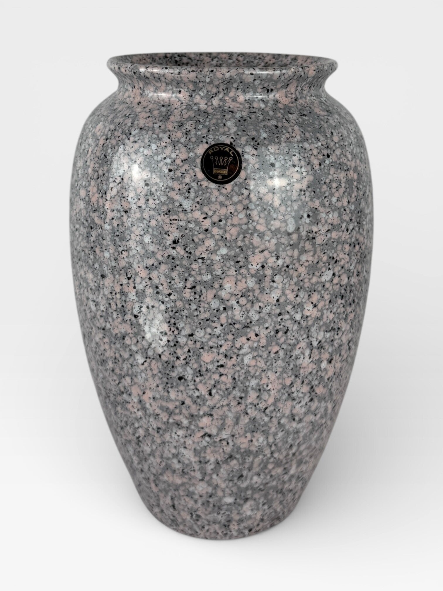 Vintage granietlook vaas – gespikkeld keramiek – 25 cm – tijdloos design