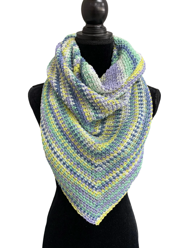 Punt sjaal groen/lila/geel tinten