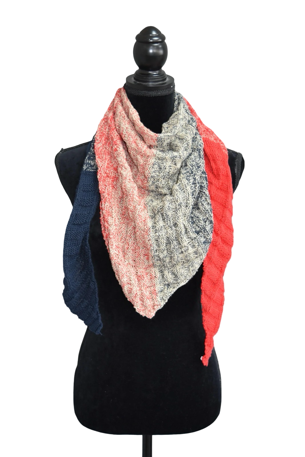 Punt sjaal rood, blauw en crème