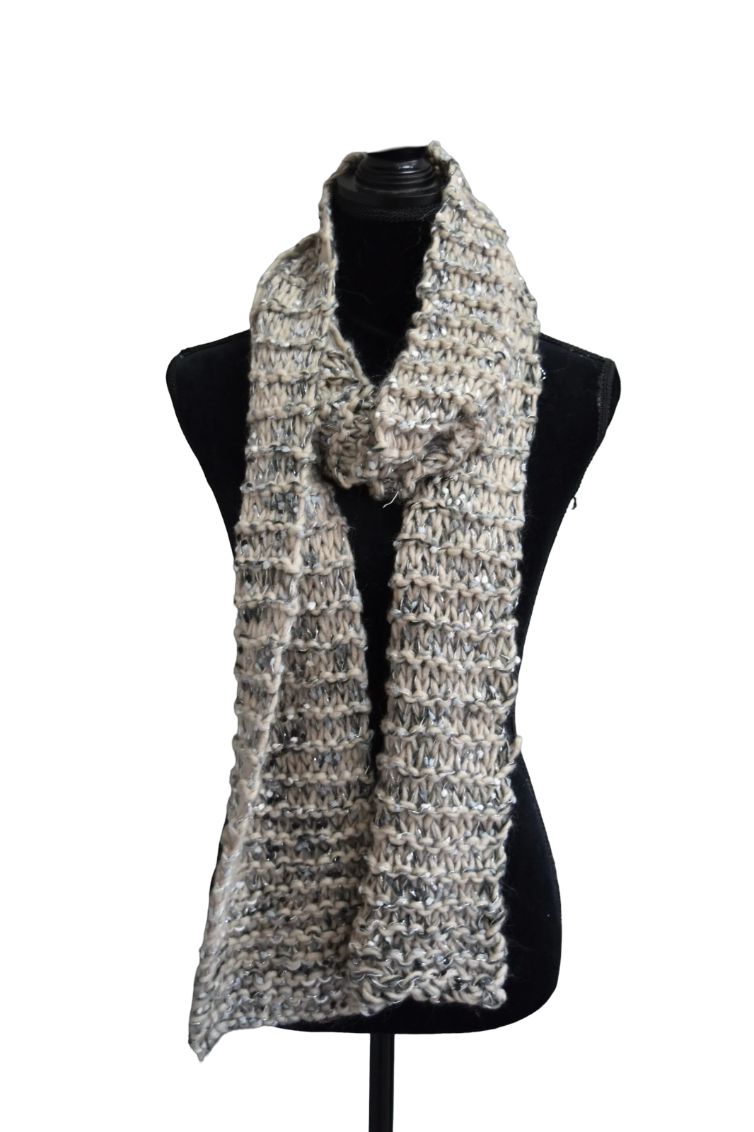 Sjaal bruin, grijs, zwart en wit