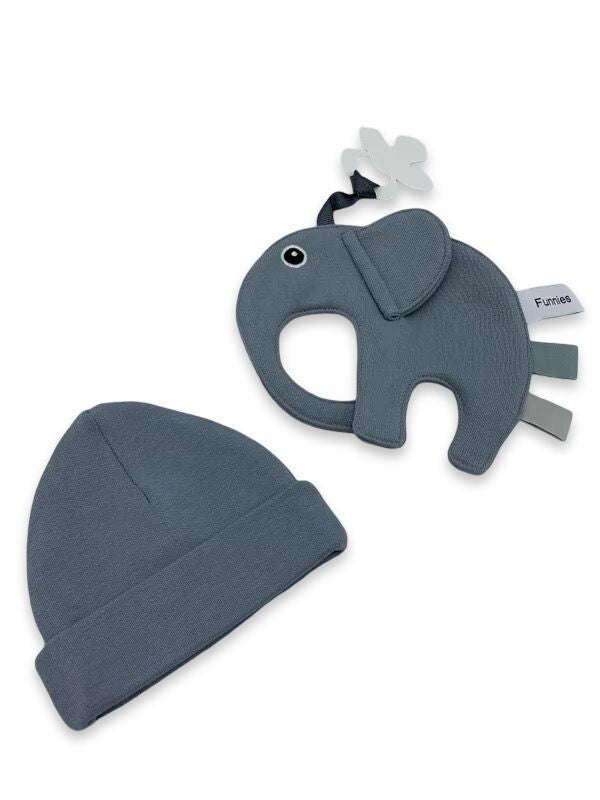 Olifantje met bijpassend mutsje stone green