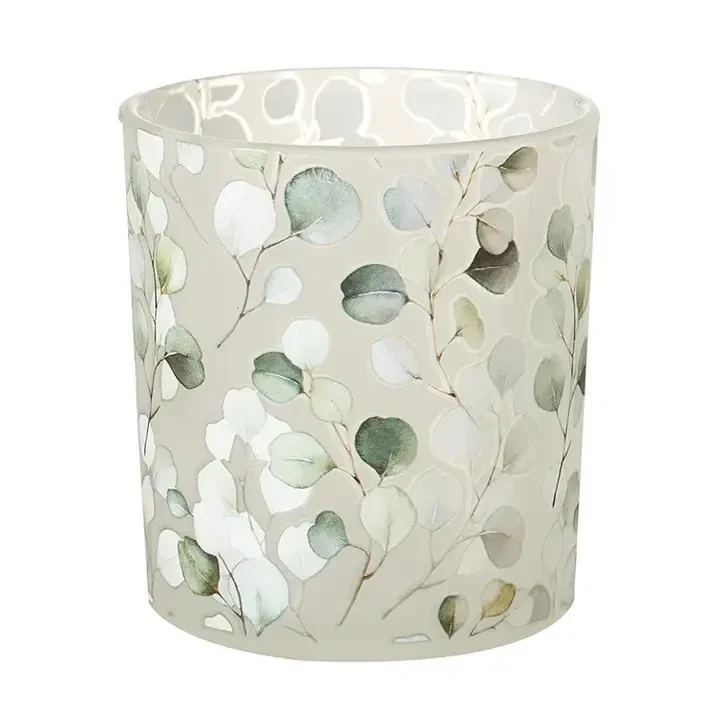 Small Glass White Flower T-Light Holder