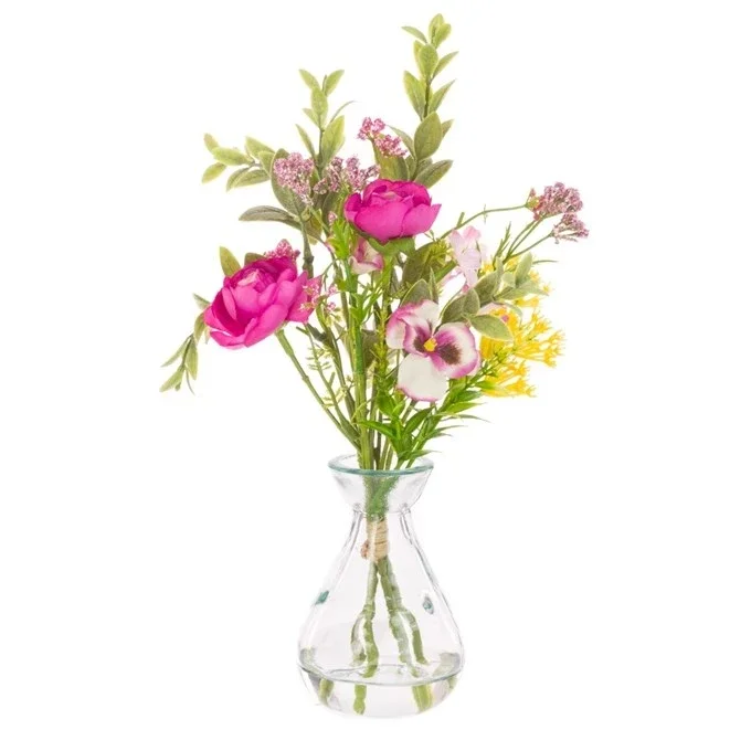 Ranunculus & Pansy in Vase 28cm