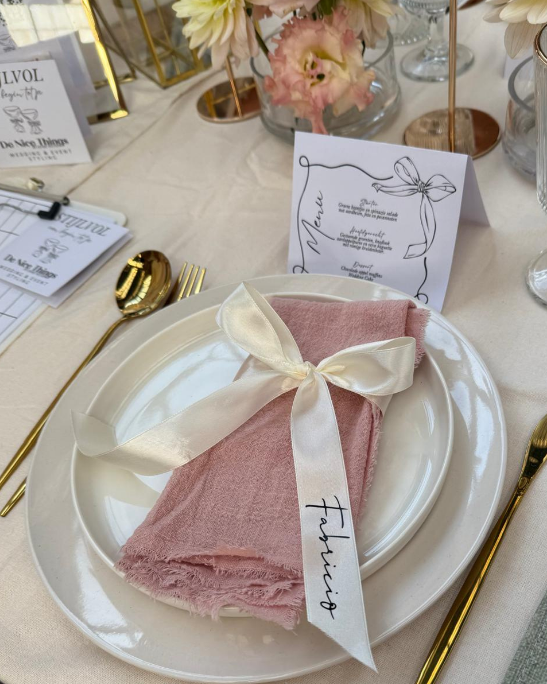 Strikken met naam (servet)