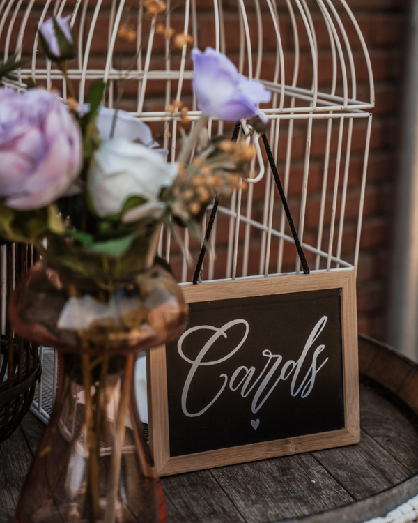 Houten krijtbordje "Cards"