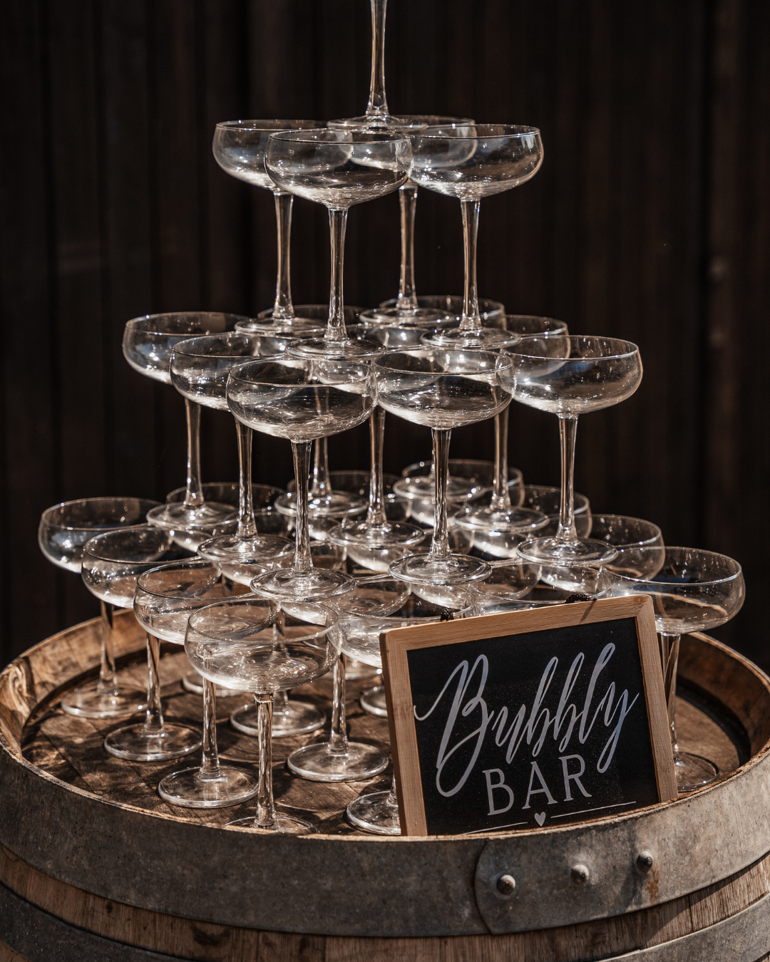 Houten krijtbordje "Bubbly Bar"