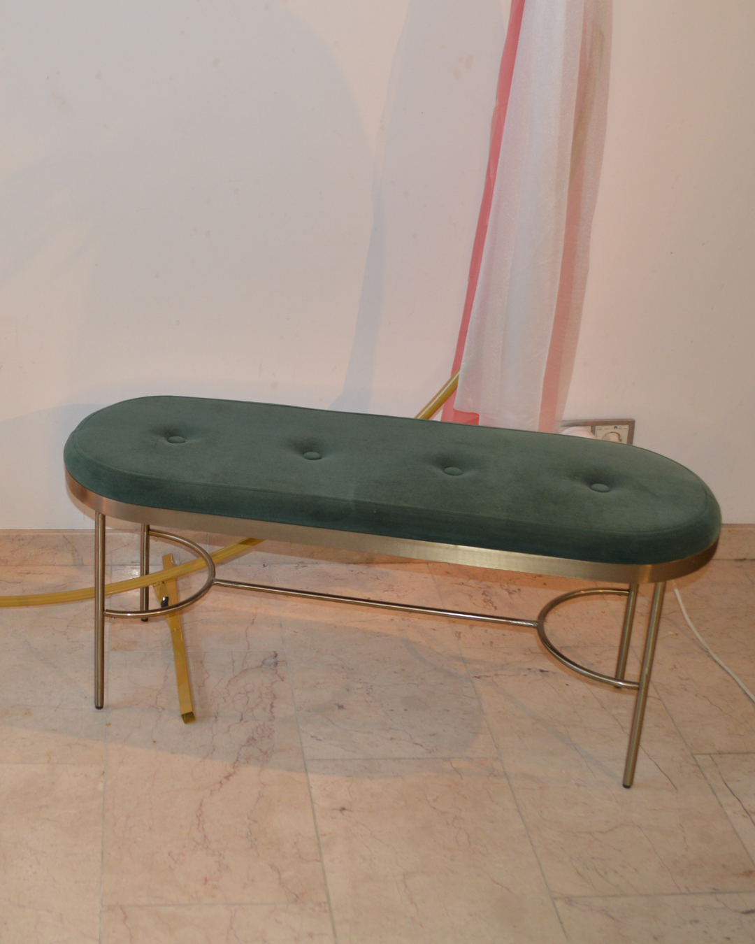 Groen velvet bankje