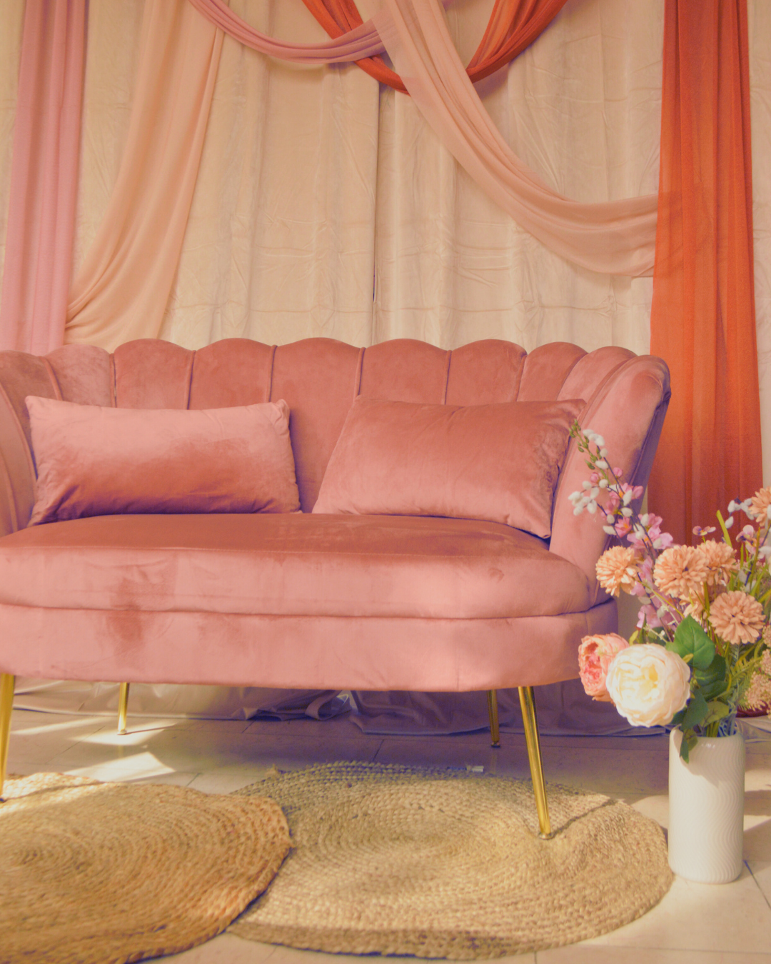 Luxe roze velvet bankje