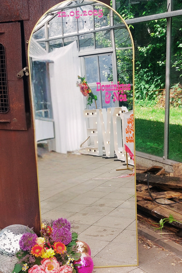 Staande spiegel met tekst