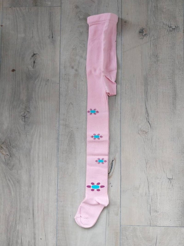 Maillot Girl Tights licht roze bloemenpatroon maat 92-98 NIEUW