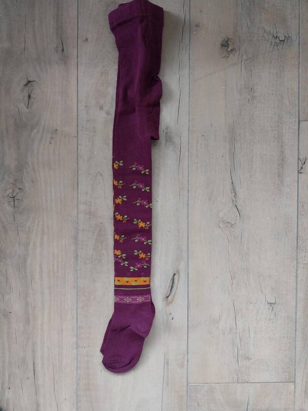 Maillot Girl Tights paars bloemenpatroon maat 92-98