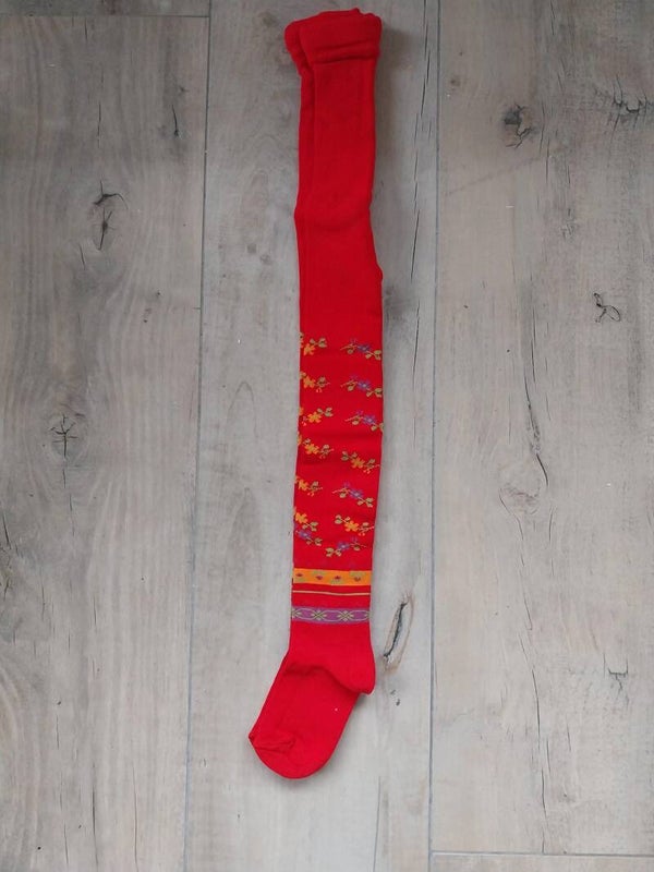 Maillot Girl Tights rood bloemenpatroon maat 92-98 NIEUW