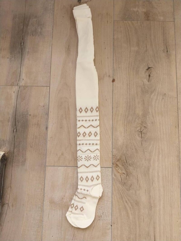 Maillot Girl Tights creme ajour patroon maat 92-98 NIEUW