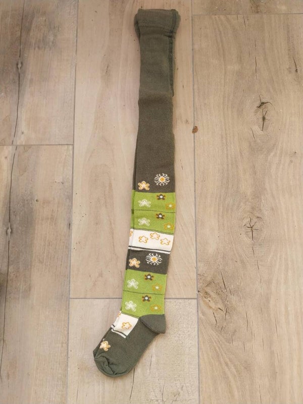 Maillot Girl Tights Khaki Bloemen Maat 92-98 NIEUW
