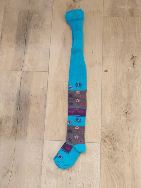 Maillot Girl Tights Turquoise Bloemen Maat 92-98 NIEUW