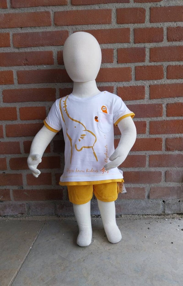 2 Delige zomerset Kidex´s olifant mosterdgeel/oranje
