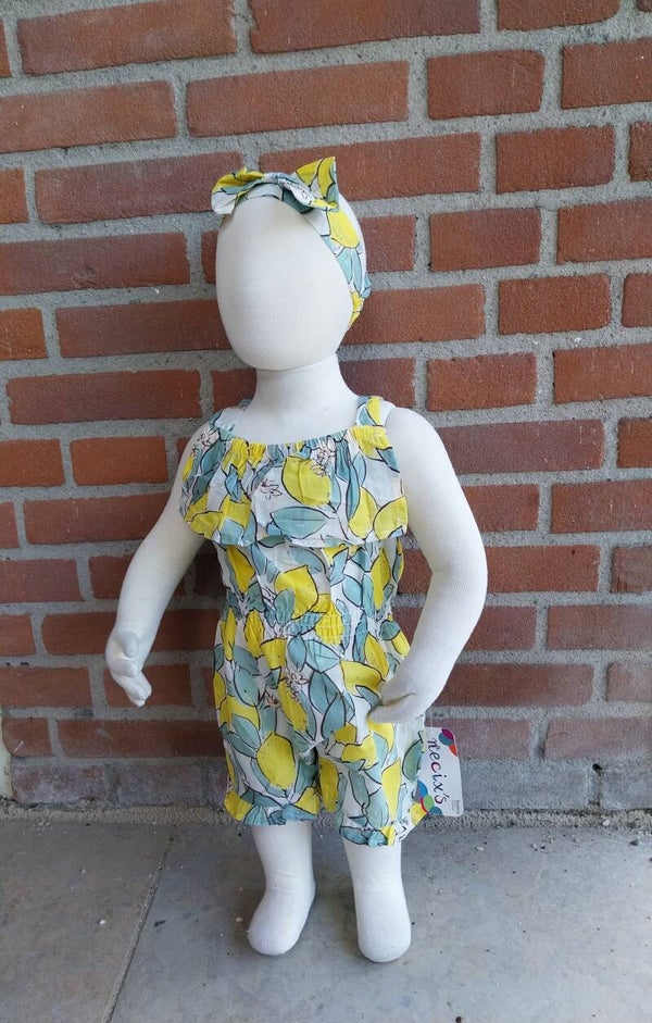 Playsuit Necix´s citroenen inclusief haarband maat 74