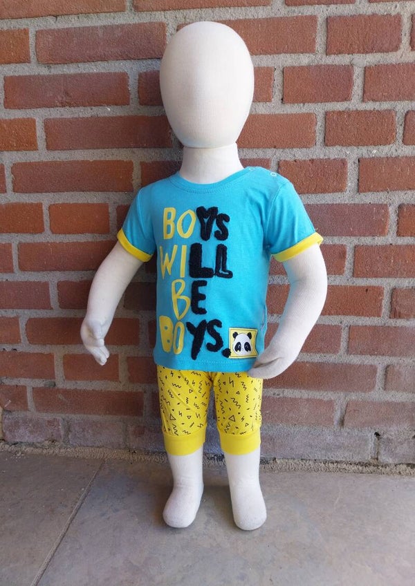 2 Delige zomerset Miniworld Boys will be boys maat 74-80