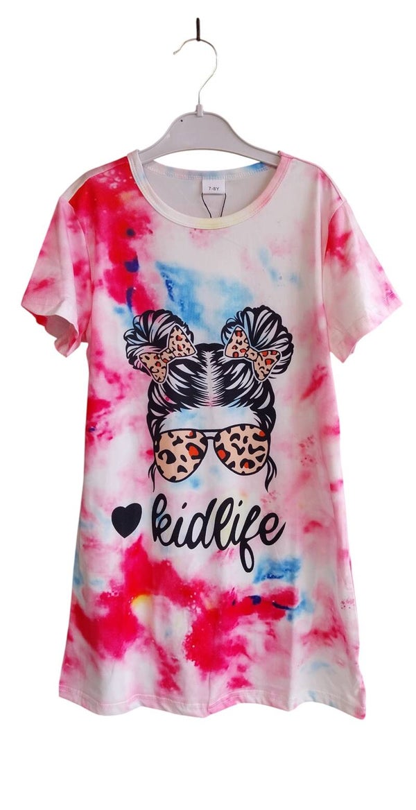 Jurk Tie Dye Kidlife roze