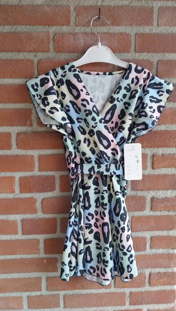 Jurk New Collection kleurrijke panterprint maat 110-116 NIEUW