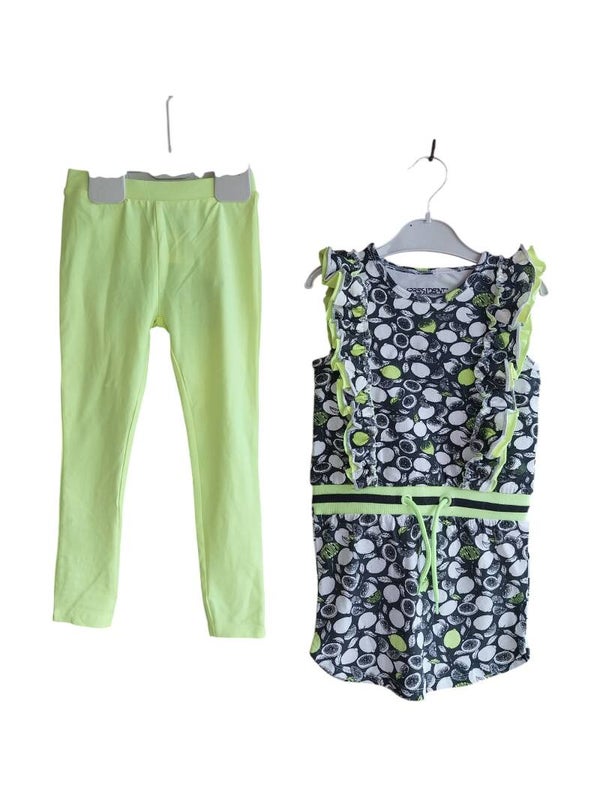 Jurk en legging 4President set Neon Geel/Antraciet