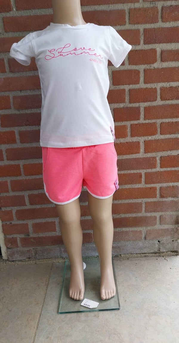 2 Delige set 4President wit/roze shirt + short maat 104