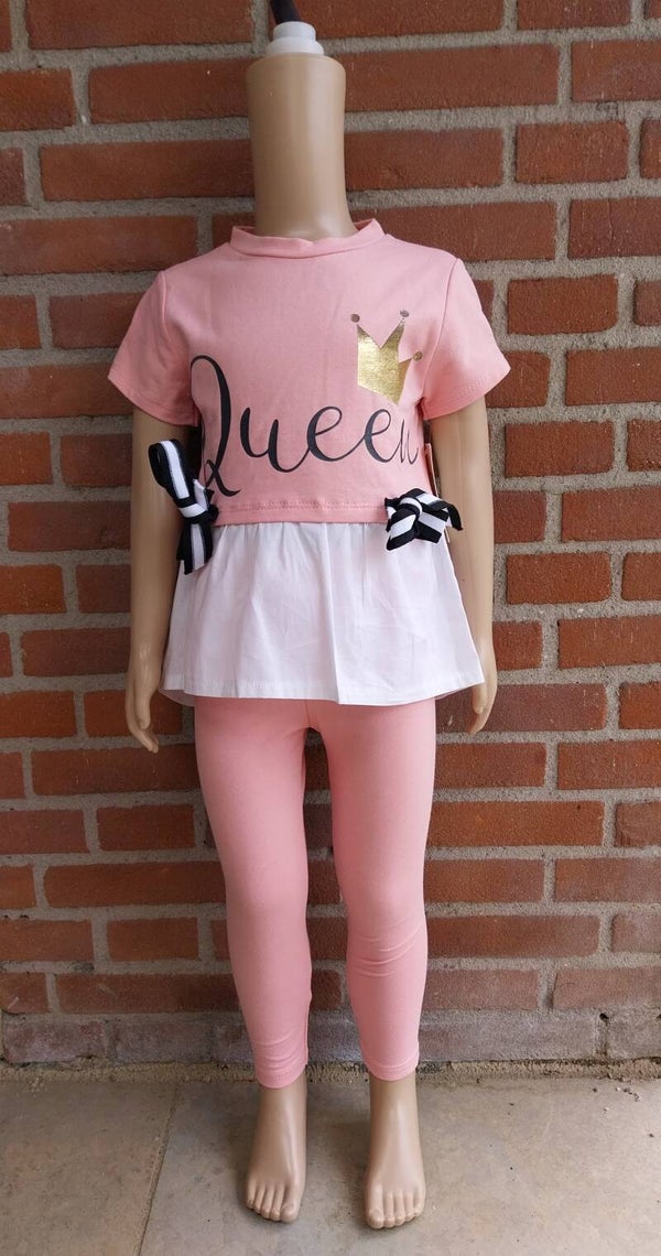 2 Delige set Fashion Addict Queen roze maat 98-104 NIEUW