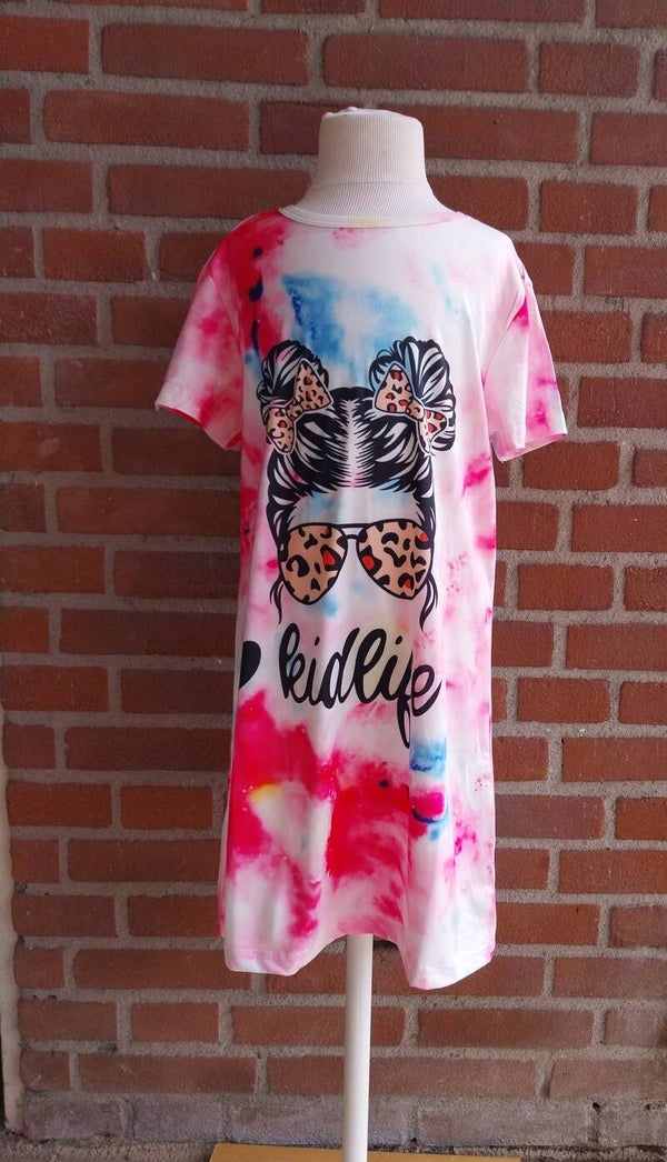 Jurk Tie Dye Kidlife roze