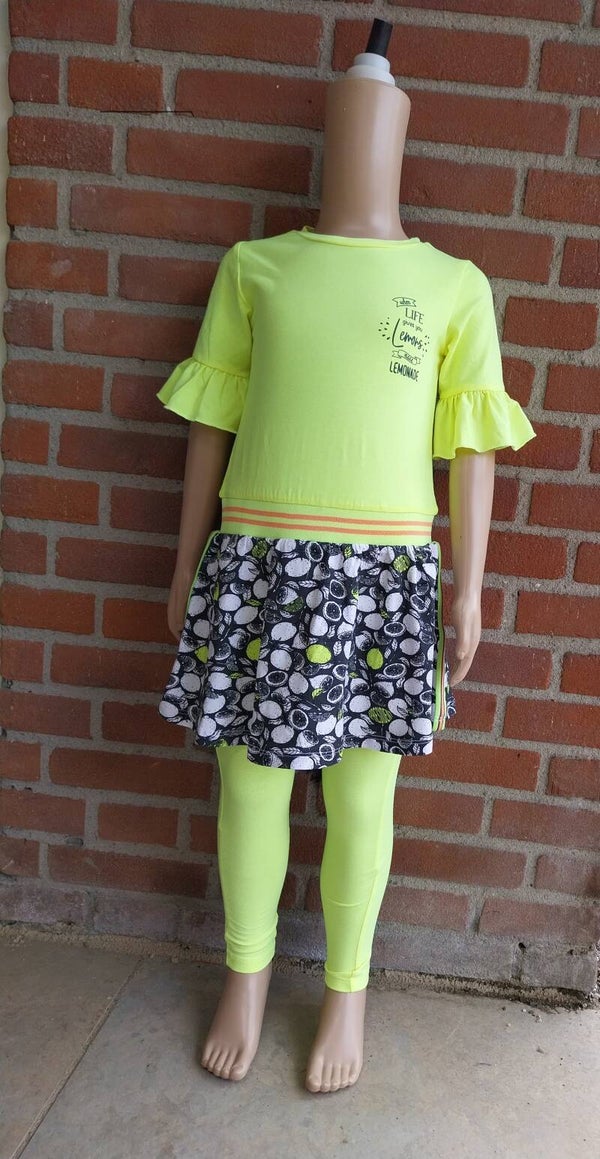 Jurk en legging 4President set Neon Geel Lemonade