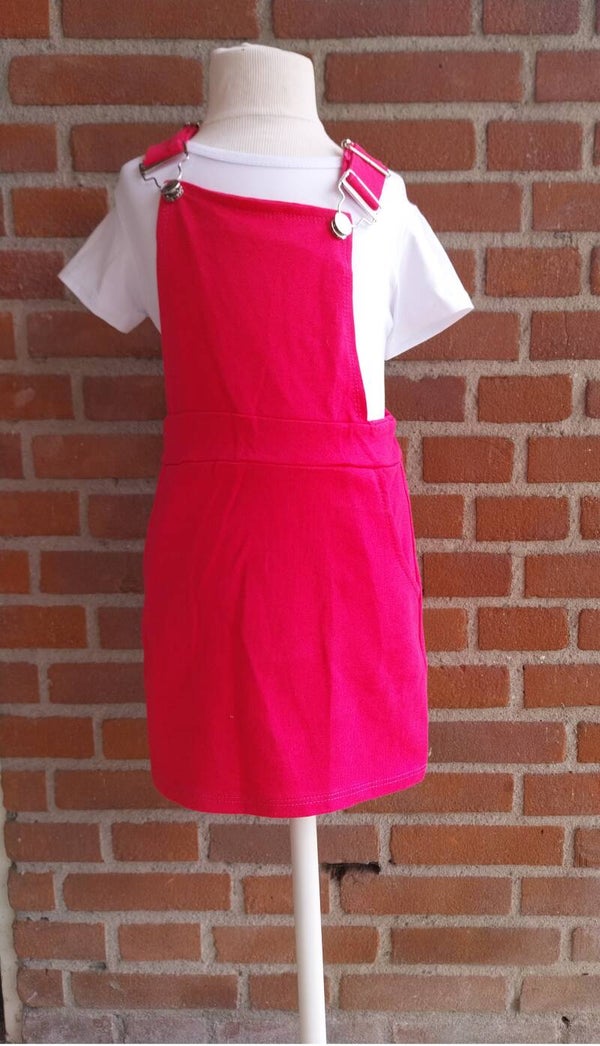 Jurk Moda Italia Fuchsia roze met wit T-shirt