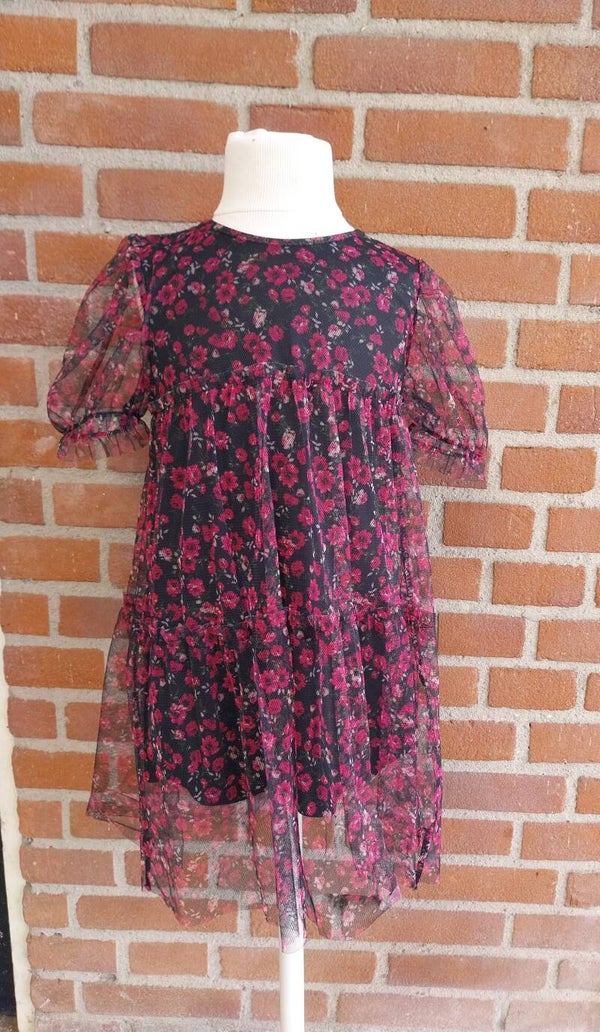 Jurk Badgirl met bloemenprint en tule