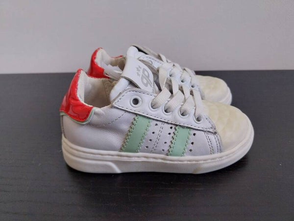 Sneaker Pinocchio wit combi mintgroen rood maat 20